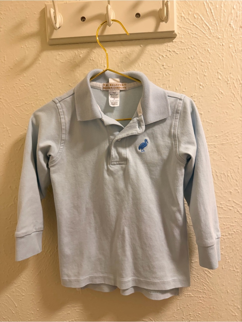 The Beaufort Bonnet Company Baby Blue Long-Sleeve Polo with Embroidered Logo